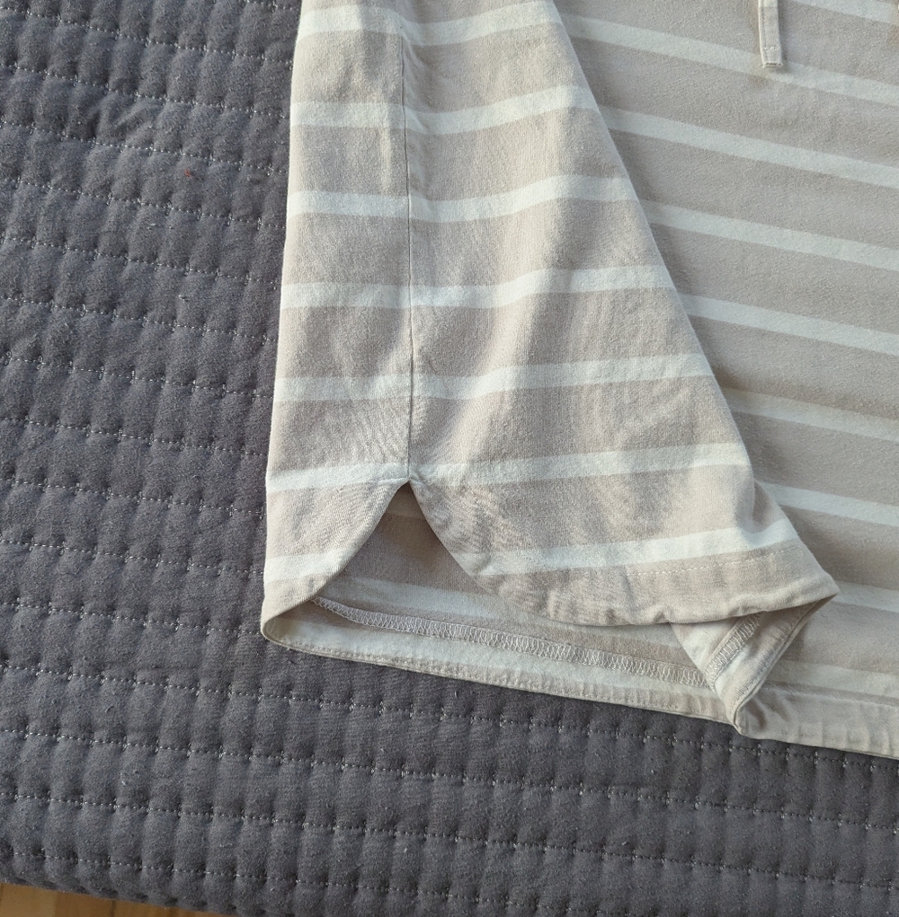 Inherit Co Tan And White Striped Drawstring Midi Skirt - Picture 4 of 6